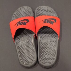 Nike Red and Black Comfort Slides